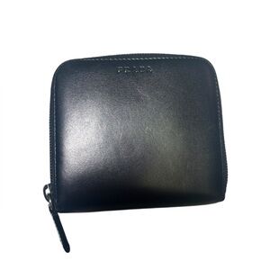 Prada Black Zip Around Bi-fold Compact Wallet